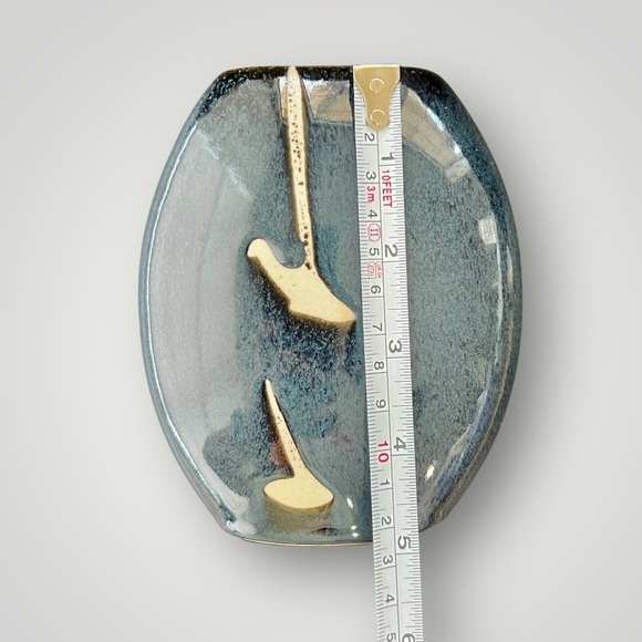 Turkel Navy Pottery Mini Vase Gently Used 4in X 5in Gift Collectible - Picture 2 of 10